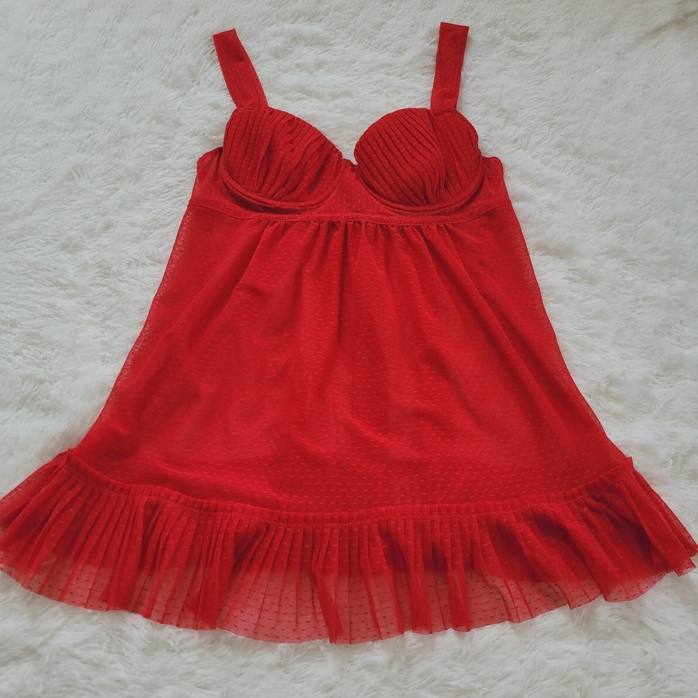 Gilligan OMalley Luxe Chemise XXL Red Mesh Underwire Babydoll Coquette 13663